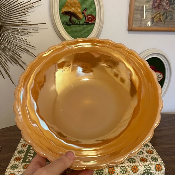 Fire King Bubble salad or fruits bowl color peach lustreware - Picture 7 of 9